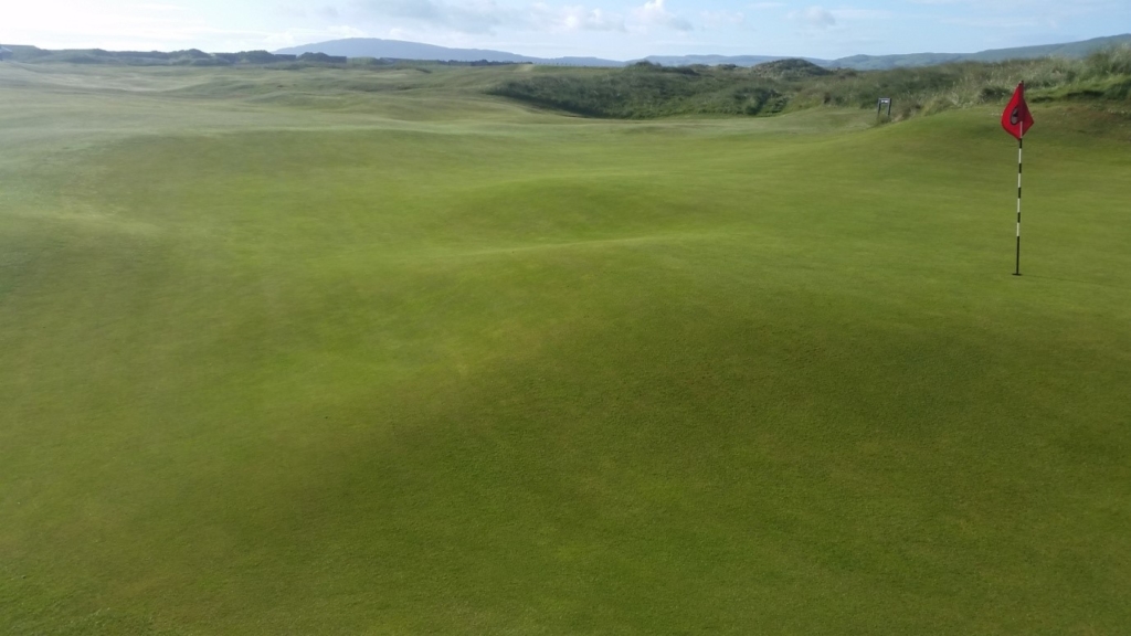 The 14th green, gleaming in the sunshine. Does anybody fancy this pin position for the Club Championship? No, I thought not!!