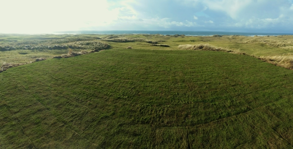 The newly constructed yellow tee at the 10th. Another great panoramic Machrihanish Dunes vista, it`s just a shame the camera on my phone can`t cram it all in without distorting the foreground. Isn`t this view incredible though! We put a bench up here next to it so that you can sit and soak it in if the 4-ball in front are holding you up!!