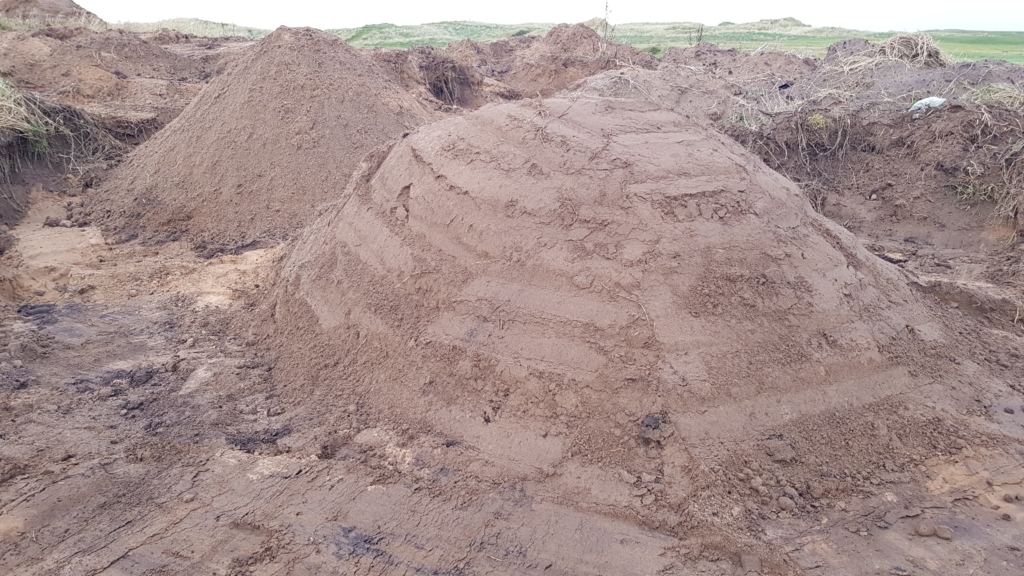 For comparison purposes, this is the remains of this year’s fully composted heap. There were about 40 tonnes here, but this is all we have left! Luckily, the main construction projects we had planned for this winter are all completed now.